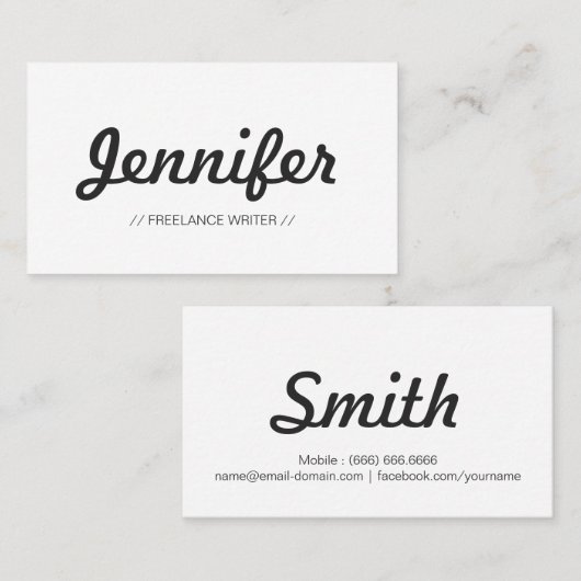 フリーランスのライター – スタイリッシュシンプル簡潔 名刺 (正面/裏面)