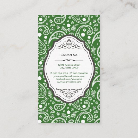 フリーランスのライター – レトロペイズリーパターン 名刺 (裏面)