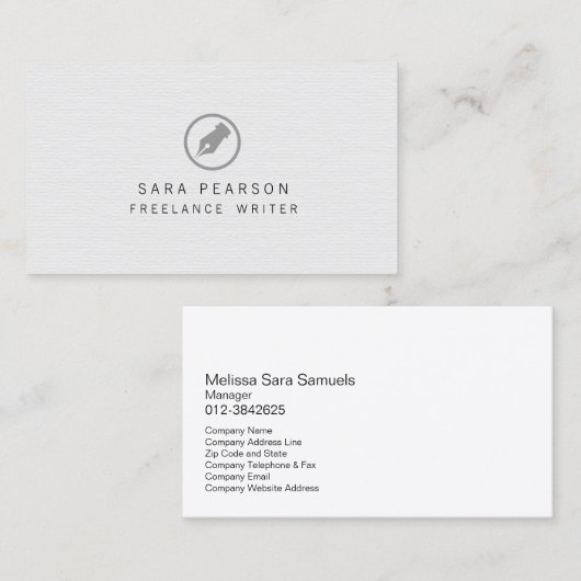 フリーランスのライターPen Nibアイコン発行 名刺 (正面/裏面)