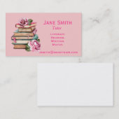 フリーランスのリテラシー・チューターまたは先生・ピンクの本 名刺 (正面/裏面)