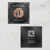 フリーランスの写真家 カスタム写真 QRコード ブラック スクエア名刺 (正面/裏面)