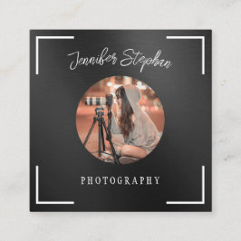 フリーランスの写真家 カスタム写真 QRコード ブラック スクエア名刺