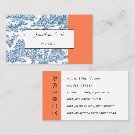 フリーランスの名刺|トイル·ド·ジュイ 名刺 (正面/裏面)