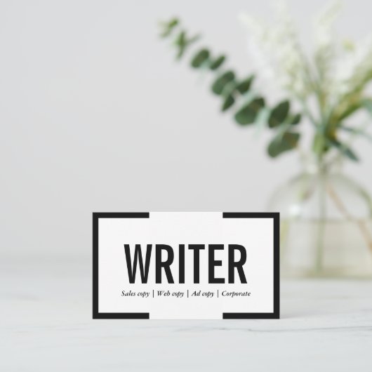 フリーランスはっきりしたライター文字ブ縁どラック 名刺 (スタンド正面)