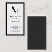 フリーランスライター ペン ロゴ - レトロ ブラックアンドホワイト 名刺 (正面/裏面)