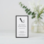 フリーランスライター ペン ロゴ - レトロ ブラックアンドホワイト 名刺 (スタンド正面)