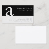 フリーランス作家シンプル白黒モノグラム 名刺 (正面/裏面)