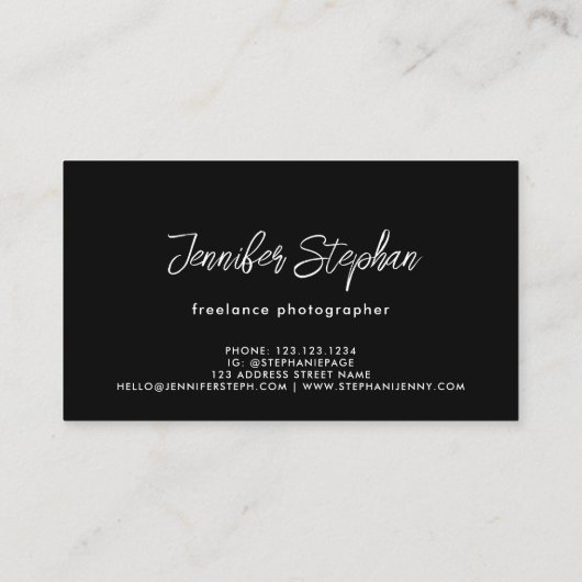 フリーランス写真家カメラ撮影黒 名刺 (裏面)