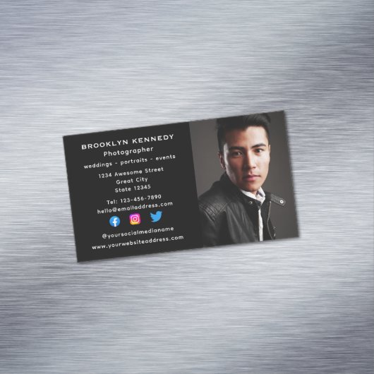 フリーランス写真家ソーシャルメディア写真ヘッドショット マグネット名刺 (インサイチュ)
