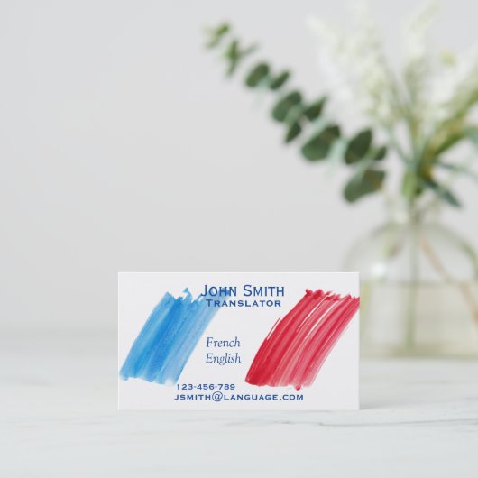 フリーランス翻訳フランスの者の言語通訳 名刺 (スタンド正面)