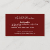 フリーランス起業家スモールビズオーナーブルゴーニュ 名刺 (裏面)