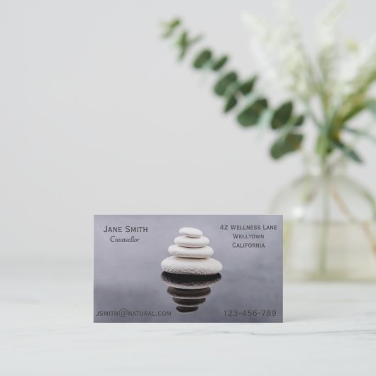 フリーランス・カウンセラーセラピスト禅石 名刺 (スタンド正面)