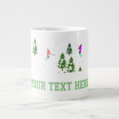 フリーリドアルパインスキーヤーズスキーイラストレーションスキーヤー ジャンボコーヒーマグカップ (正面)