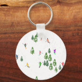 フリーリドアルパインスキーヤーズスキーイラストレーションスキー キーホルダー (正面)