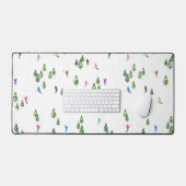 フリーリドアルパインスキーヤーズスキーイラストレーションスキー デスクマット (キーボード&マウス)