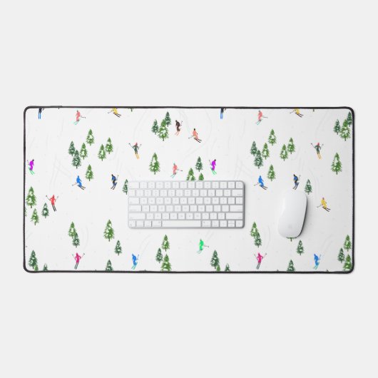 フリーリドアルパインスキーヤーズスキーイラストレーションスキー デスクマット (キーボード&マウス)