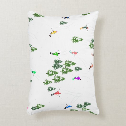 フリーリドアルパインスキーヤーズスキーイラストレーションパーティー アクセントクッション (正面(垂直))