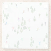 フリーリドアルパインスキーヤーズスキーイラストレーションパーティー ガラスコースター (裏面)