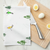 フリーリドアルパインスキーヤーズスキーイラストレーションパーティー キッチンタオル (四つ折り)