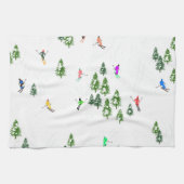 フリーリドアルパインスキーヤーズスキーイラストレーションパーティー キッチンタオル (横)