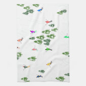 フリーリドアルパインスキーヤーズスキーイラストレーションパーティー キッチンタオル (縦)