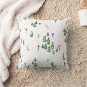 フリーリドアルパインスキーヤーズスキーイラストレーションパーティー クッション (ブランケット)