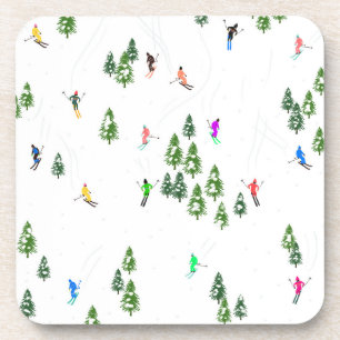 フリーリドアルパインスキーヤーズスキーイラストレーションパーティー コースター