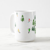 フリーリドアルパインスキーヤーズスキーイラストレーションパーティー コーヒーマグカップ (正面左)