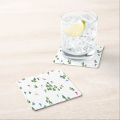 フリーリドアルパインスキーヤーズスキーイラストレーションパーティー スクエアペーパーコースター (インサイチュ)