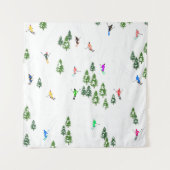 フリーリドアルパインスキーヤーズスキーイラストレーションパーティー タペストリー (正面)