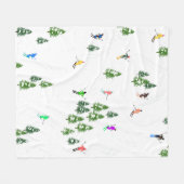 フリーリドアルパインスキーヤーズスキーイラストレーションパーティー フリースブランケット (正面(横))