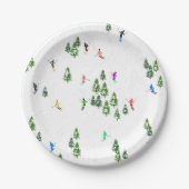 フリーリドアルパインスキーヤーズスキーイラストレーションパーティー ペーパープレート (正面)