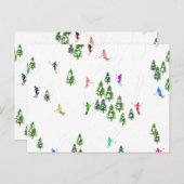 フリーリドアルパインスキーヤーズスキーイラストレーションパーティー ポストカード (正面/裏面)