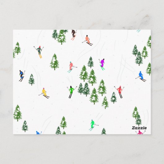 フリーリドアルパインスキーヤーズスキーイラストレーションパーティー ポストカード (裏面)