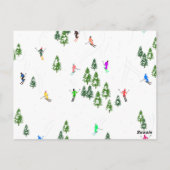 フリーリドアルパインスキーヤーズスキーイラストレーションパーティー ポストカード (裏面)