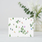 フリーリドアルパインスキーヤーズスキーイラストレーションパーティー ポストカード (スタンド正面)