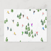 フリーリドアルパインスキーヤーズスキーイラストレーションパーティー ポストカード (正面)