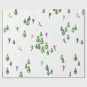 フリーリドアルパインスキーヤーズスキーイラストレーションパーティー ラッピングペーパー (フラット)