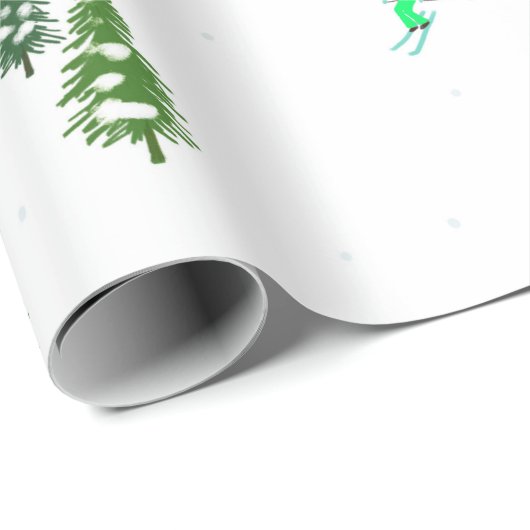 フリーリドアルパインスキーヤーズスキーイラストレーションパーティー ラッピングペーパー (ロールコーナー)