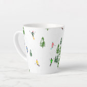 フリーリドアルパインスキーヤーズスキーイラストレーション カフェラテマグ (左アングル)