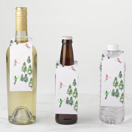 フリーリドアルパインスキーヤーズスキースキースキアートパーティー ボトルネックタグ (インサイチュ)