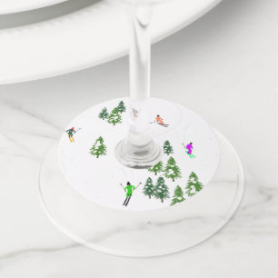 フリーリドアルパインスキーヤーズスキースキースキアートパーティー ワイングラスタグ