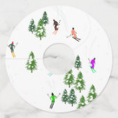 フリーリドアルパインスキーヤーズスキースキースキアートパーティー ワイングラスタグ (正面)