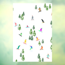 フリーリドスノーボーダースノーボードイラストレーション ウィンドウサイン