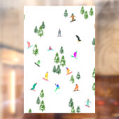 フリーリドスノーボーダースノーボードイラストレーション ウィンドウサイン (シート2)