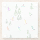 フリーリドスノーボーダースノーボードイラストレーション ガラスコースター (裏面)