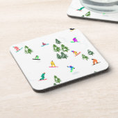 フリーリドスノーボーダースノーボードイラストレーション コースター (左側)