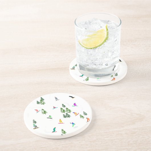 フリーリドスノーボーダースノーボードイラストレーション コースター (側面)