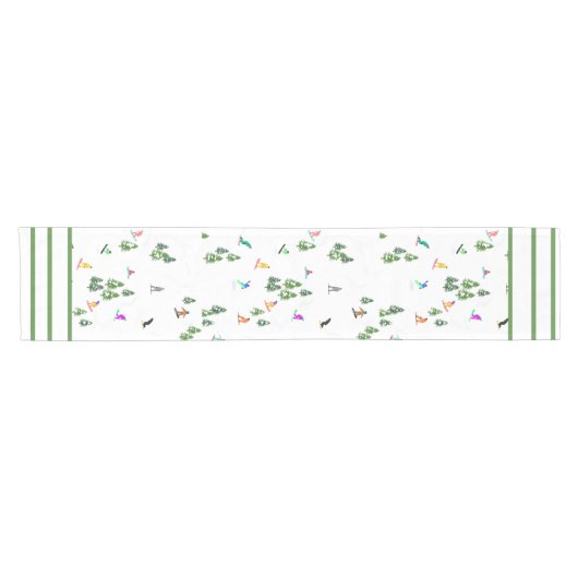 フリーリドスノーボーダースノーボードイラストレーション ショートテーブルランナー (横)