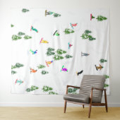 フリーリドスノーボーダースノーボードイラストレーション タペストリー (インサイチュ(横))